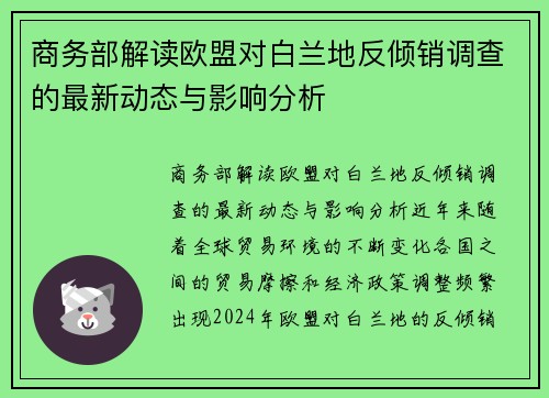 商务部解读欧盟对白兰地反倾销调查的最新动态与影响分析